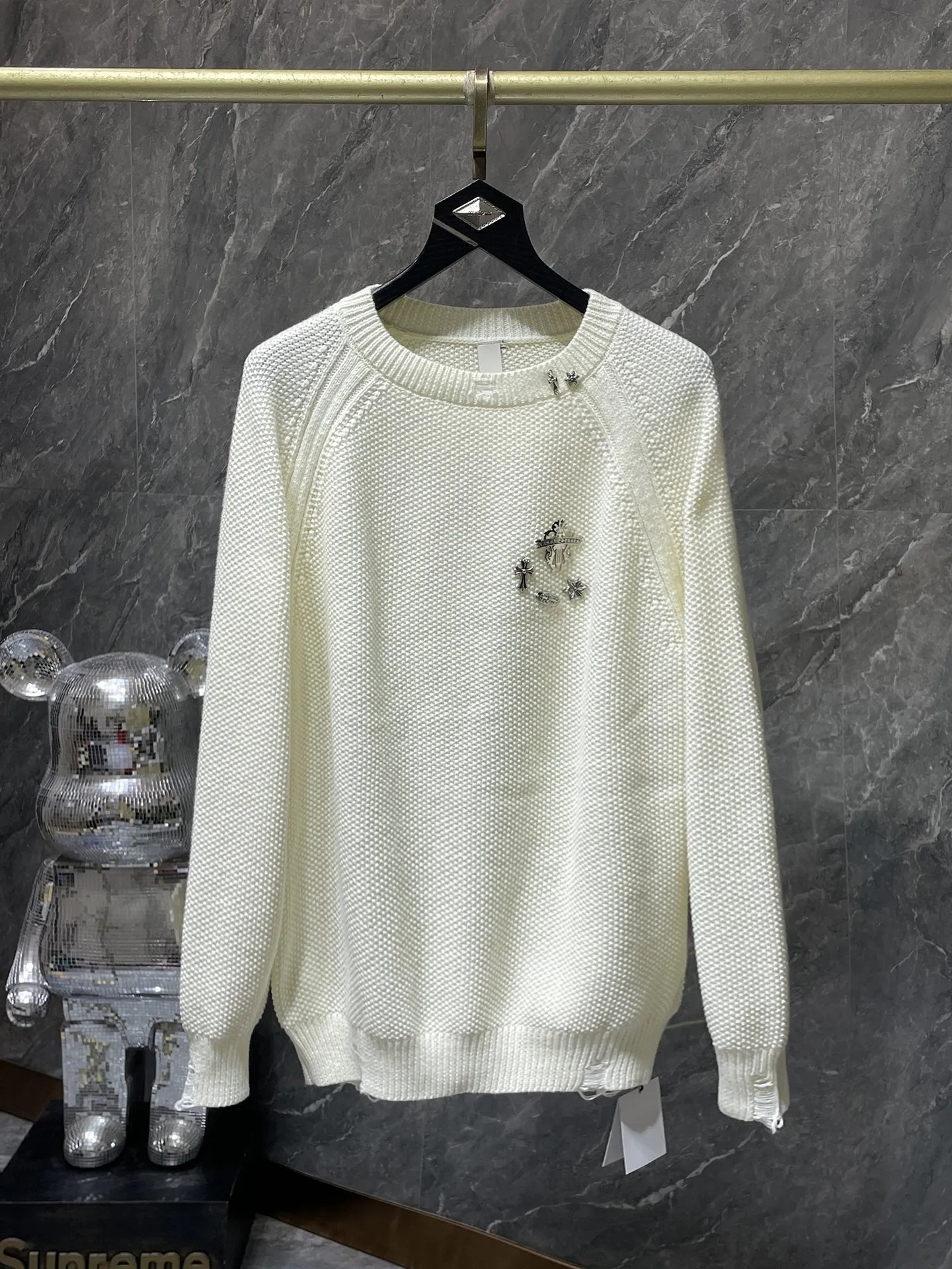 P236 Chrome Hearts 🍁Autumn and winter sweater series🍁 Cross metal➕hole treatment Selected high-quality wool blended knitted fabric Non-common version on the market Recommended colors: black gray white